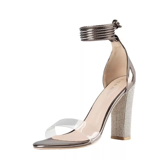 Lala Ikai Shoes - Lala Ikai Rhinestone Heels Clear Strap Ankle Wrap Party‎ Shoes